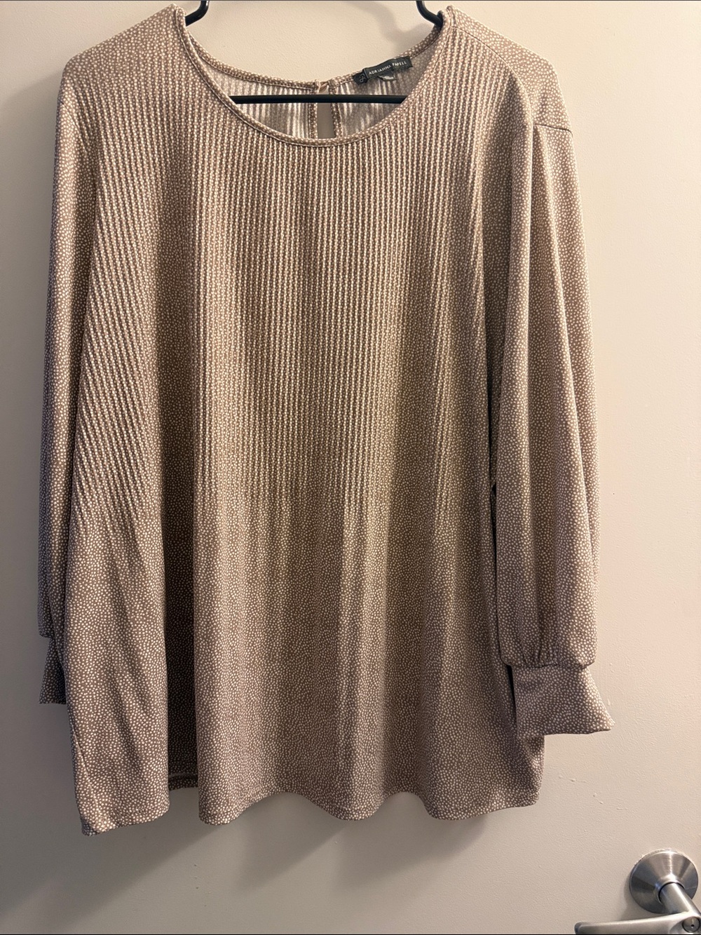 Adrianna Papell Taupe Microdot Long-Sleeve Tunic